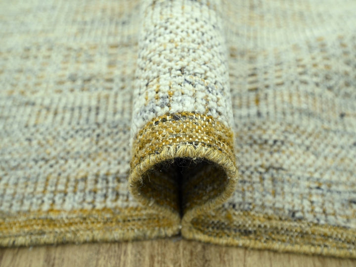 9'0" x 12'0" New Hand Knotted Yellow Wool Rectangle Oriental Rug - MOA10277067