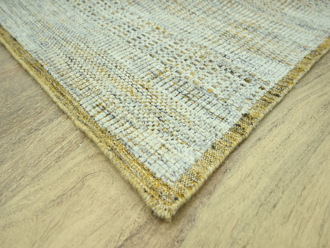9'0" x 12'0" New Hand Knotted Yellow Wool Rectangle Oriental Rug - MOA10277067