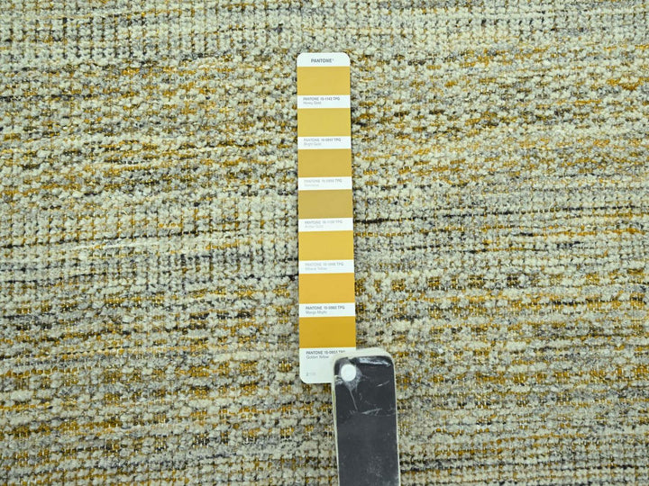 9'0" x 12'0" New Hand Knotted Yellow Wool Rectangle Oriental Rug - MOA10277067