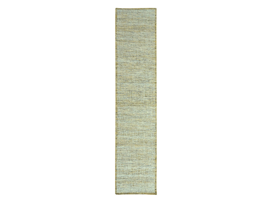 2'7" x 12'0" New Hand Knotted Yellow Wool Runner Oriental Rug - MOA10277068