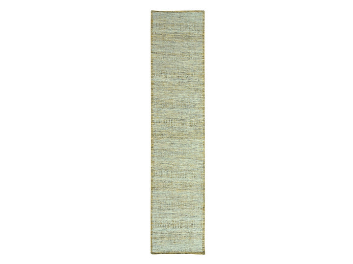 2'7" x 12'0" New Hand Knotted Yellow Wool Runner Oriental Rug - MOA10277068