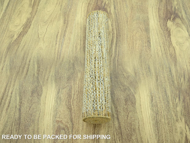 2'7" x 12'0" New Hand Knotted Yellow Wool Runner Oriental Rug - MOA10277068