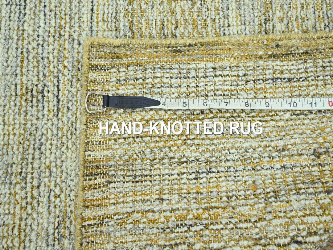 2'7" x 12'0" New Hand Knotted Yellow Wool Runner Oriental Rug - MOA10277068