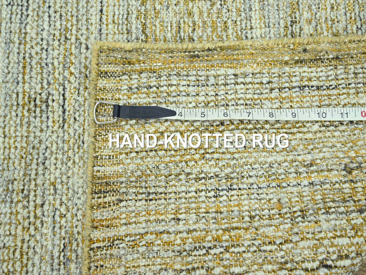 2'7" x 12'0" New Hand Knotted Yellow Wool Runner Oriental Rug - MOA10277068
