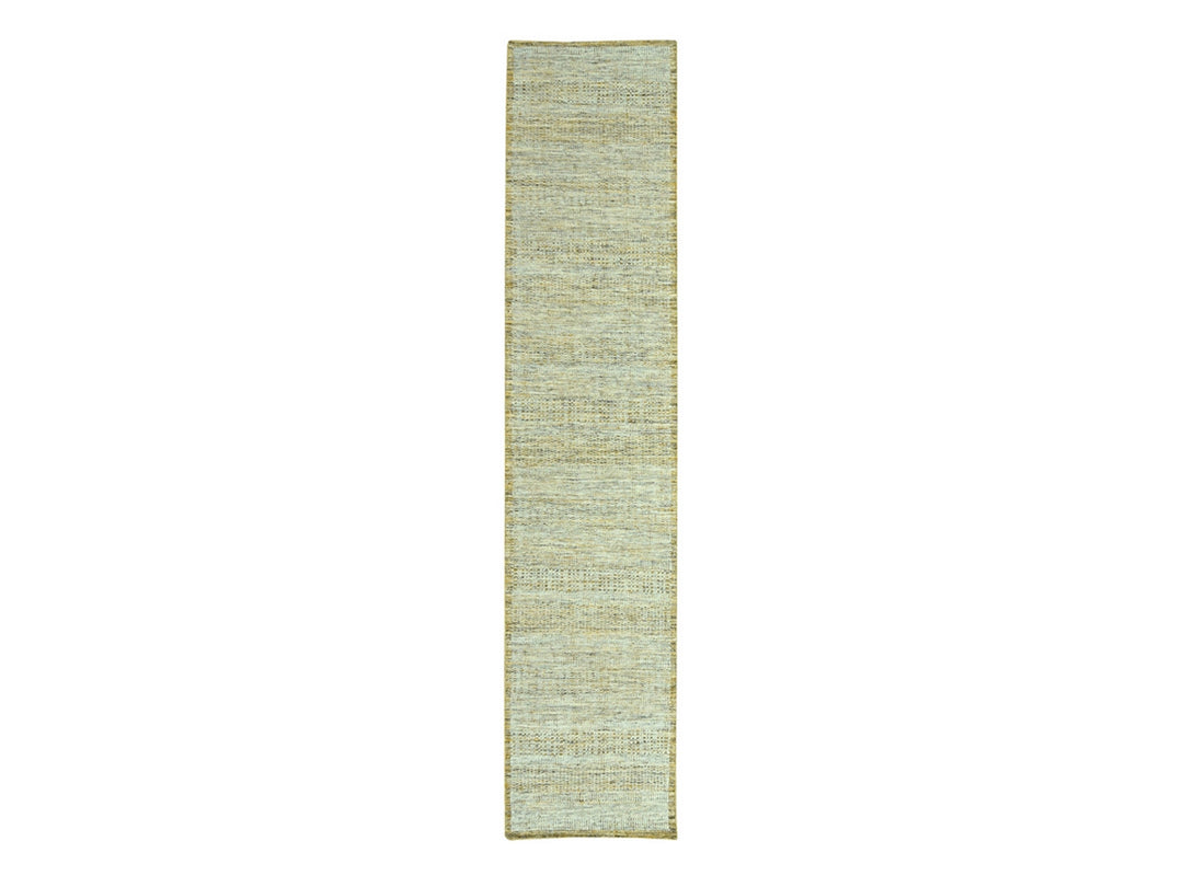 2'6" x 12'0" New Hand Knotted Yellow Wool Runner Oriental Rug - MOA10277069
