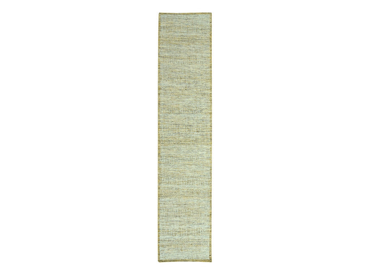 2'6" x 12'0" New Hand Knotted Yellow Wool Runner Oriental Rug - MOA10277069