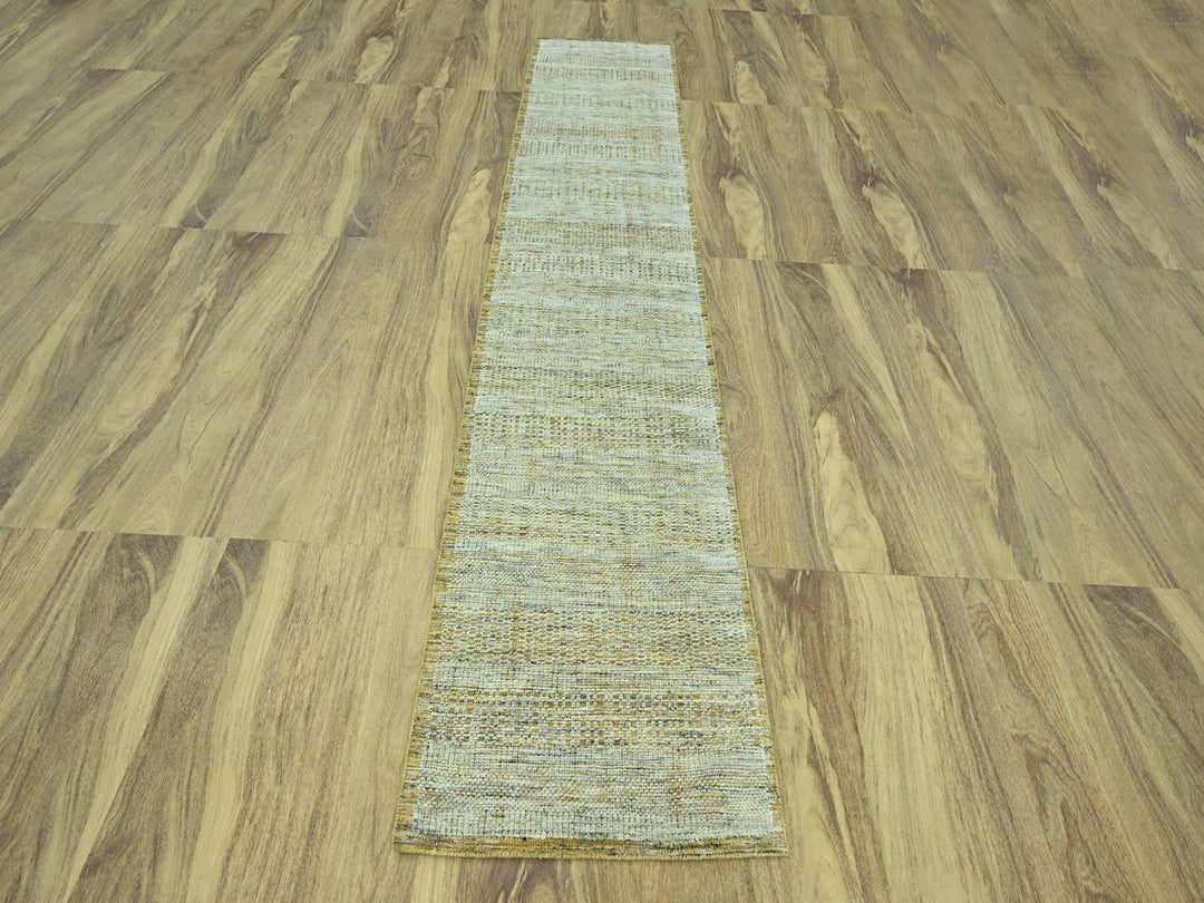 2'6" x 12'0" New Hand Knotted Yellow Wool Runner Oriental Rug - MOA10277069