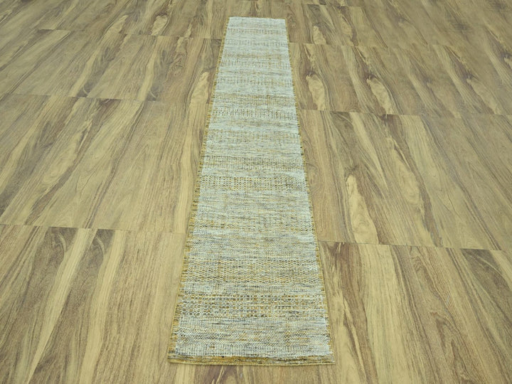 2'6" x 12'0" New Hand Knotted Yellow Wool Runner Oriental Rug - MOA10277069