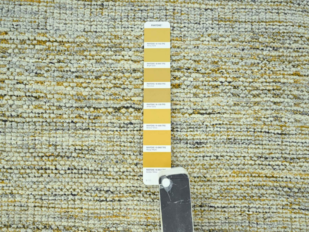 2'6" x 12'0" New Hand Knotted Yellow Wool Runner Oriental Rug - MOA10277069