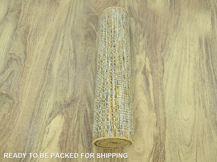 2'6" x 12'0" New Hand Knotted Yellow Wool Runner Oriental Rug - MOA10277069