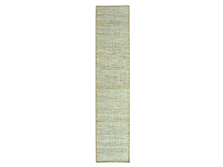 2'7" x 12'0" New Hand Knotted Yellow Wool Runner Oriental Rug - MOA10277070