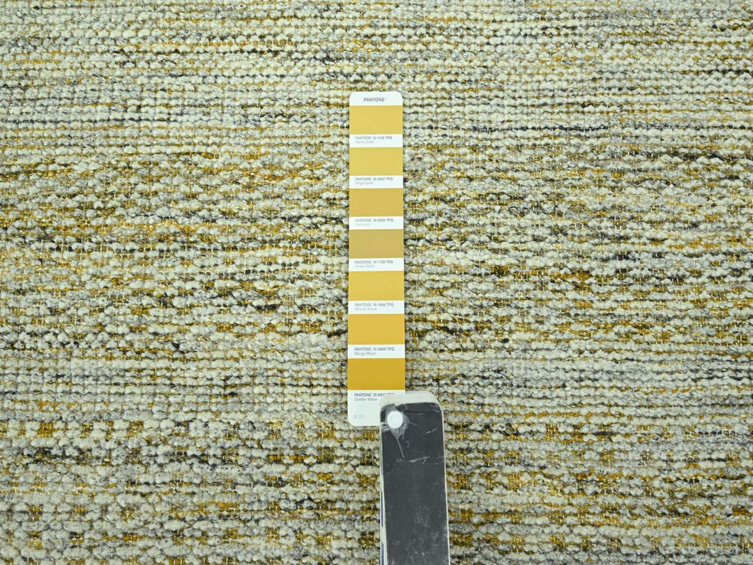 2'7" x 12'0" New Hand Knotted Yellow Wool Runner Oriental Rug - MOA10277070