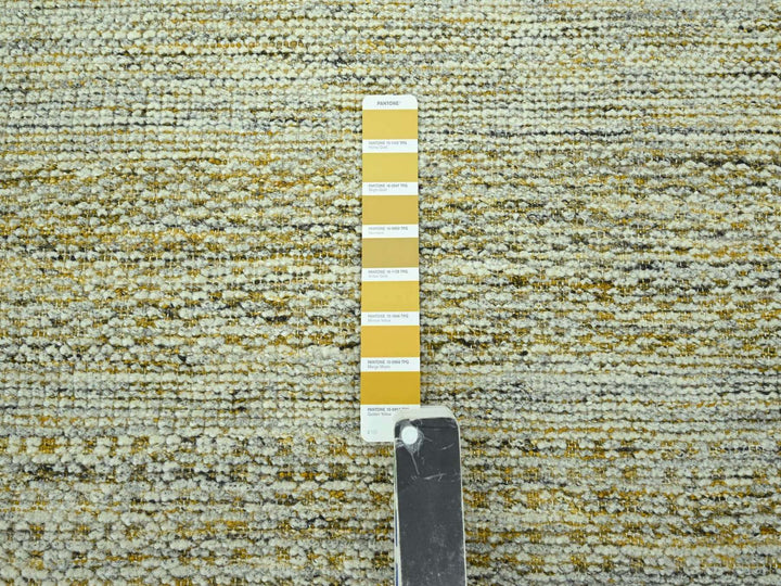 2'7" x 12'0" New Hand Knotted Yellow Wool Runner Oriental Rug - MOA10277070