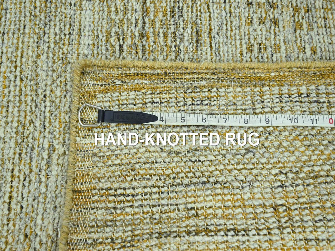 2'7" x 12'0" New Hand Knotted Yellow Wool Runner Oriental Rug - MOA10277070