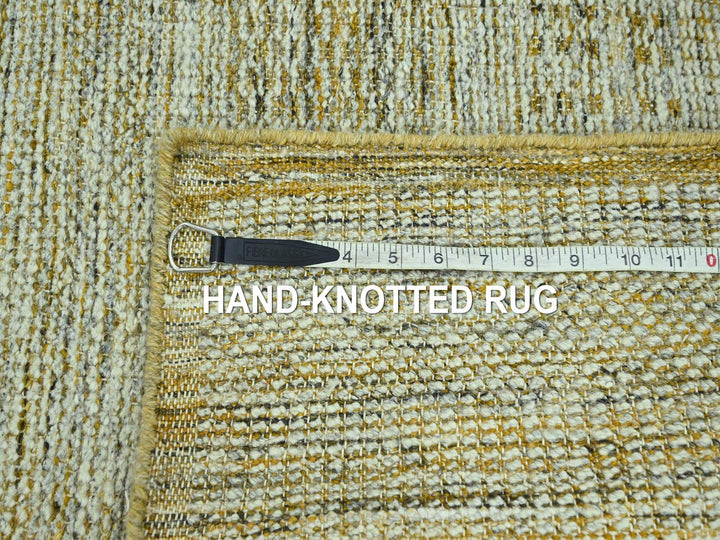 2'7" x 12'0" New Hand Knotted Yellow Wool Runner Oriental Rug - MOA10277070