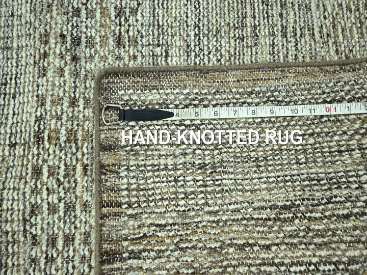 2'7" x 11'10" New Hand Knotted Brown Wool Runner Oriental Rug - MOA10277073