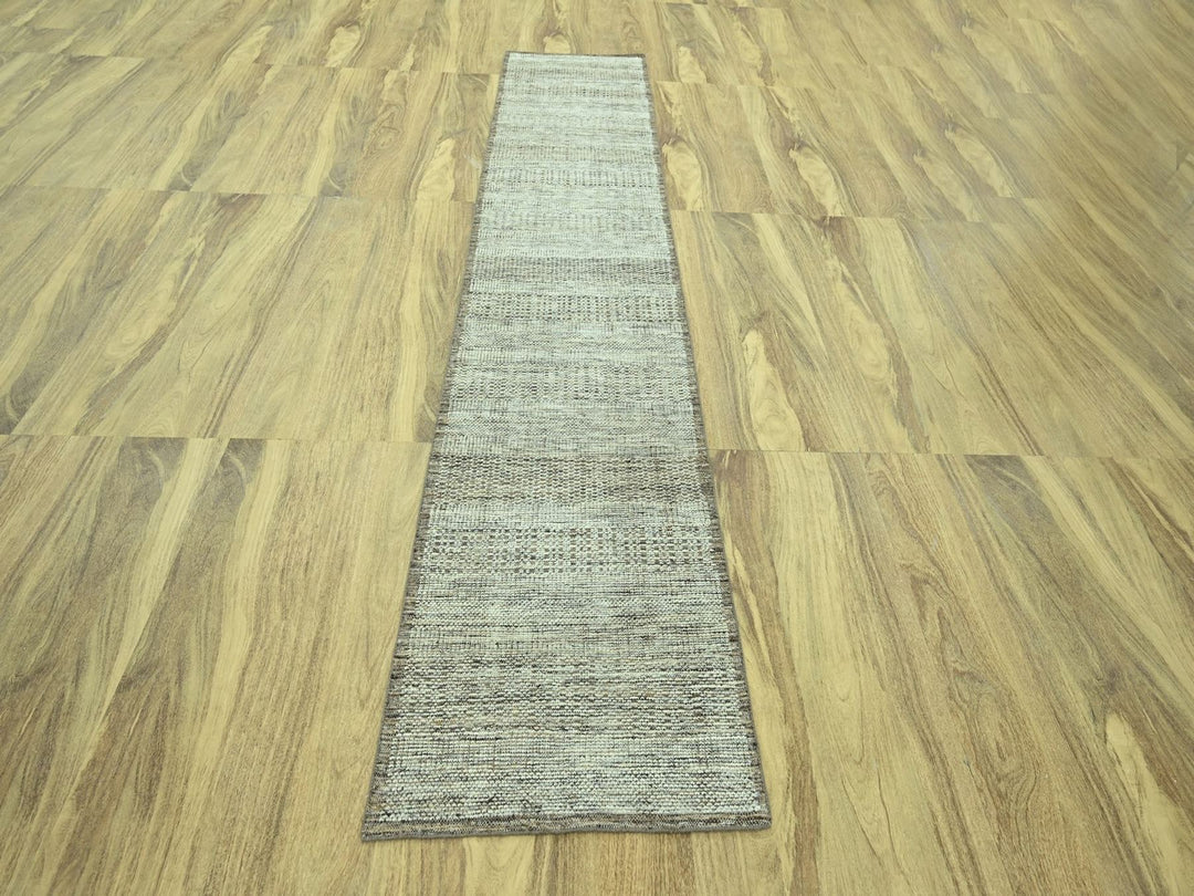 2'7" x 11'10" New Hand Knotted Brown Wool Runner Oriental Rug - MOA10277074