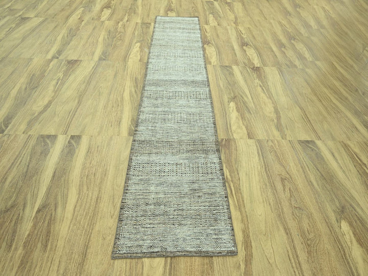 2'7" x 11'10" New Hand Knotted Brown Wool Runner Oriental Rug - MOA10277074