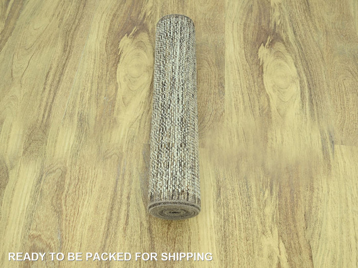 2'7" x 11'10" New Hand Knotted Brown Wool Runner Oriental Rug - MOA10277074
