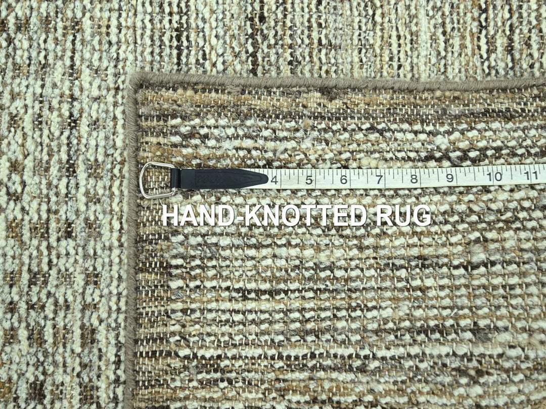 2'7" x 11'10" New Hand Knotted Brown Wool Runner Oriental Rug - MOA10277074