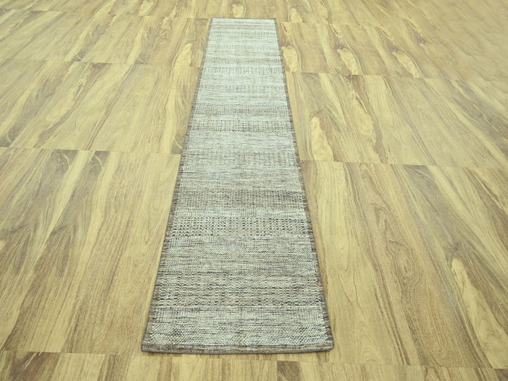 2'7" x 10'1" New Hand Knotted Brown Wool Runner Oriental Rug - MOA10277076