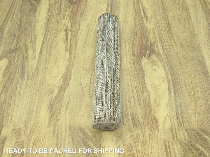 2'7" x 10'1" New Hand Knotted Brown Wool Runner Oriental Rug - MOA10277076