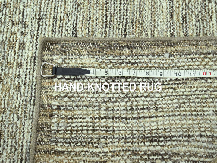 2'7" x 10'1" New Hand Knotted Brown Wool Runner Oriental Rug - MOA10277076