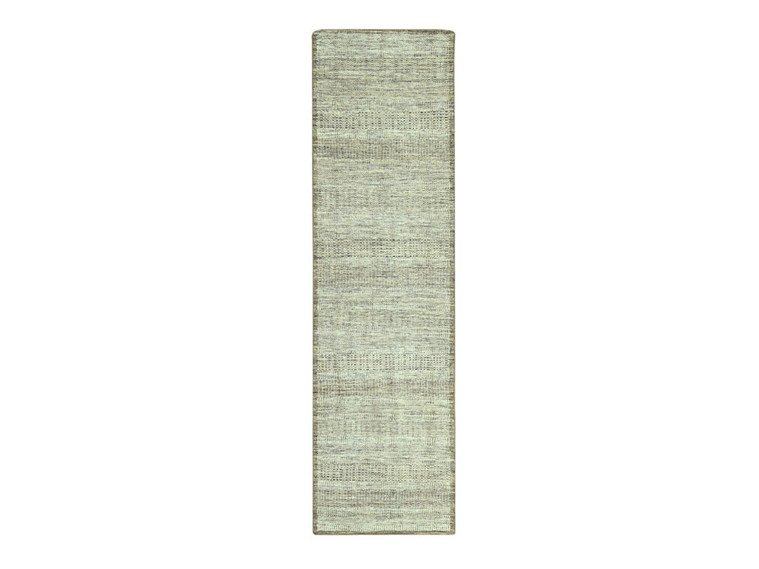 2'7" x 10'2" New Hand Knotted Brown Wool Runner Oriental Rug - MOA10277077