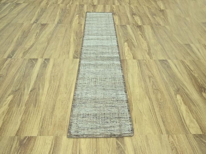 2'7" x 10'2" New Hand Knotted Brown Wool Runner Oriental Rug - MOA10277077