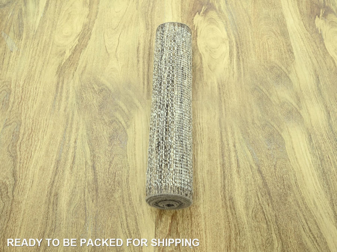 2'7" x 10'2" New Hand Knotted Brown Wool Runner Oriental Rug - MOA10277077