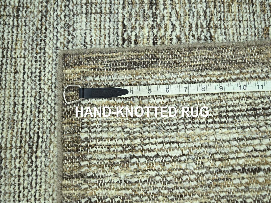 2'7" x 10'2" New Hand Knotted Brown Wool Runner Oriental Rug - MOA10277077