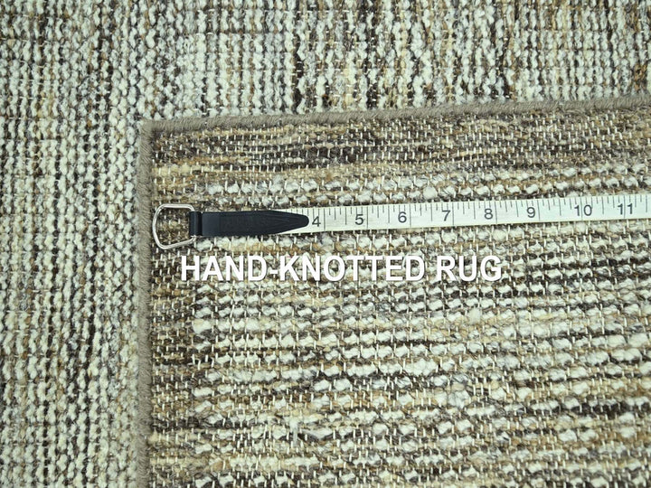 2'7" x 10'2" New Hand Knotted Brown Wool Runner Oriental Rug - MOA10277077