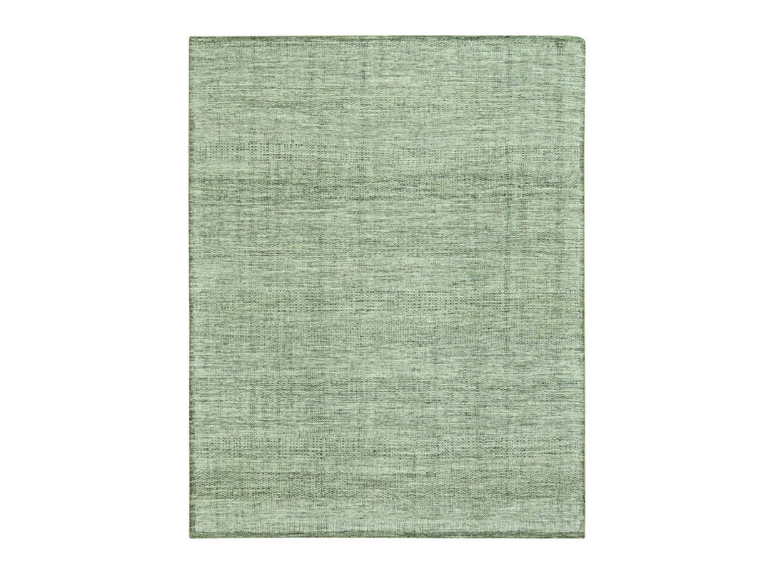 8'0" x 10'0" New Hand Knotted Green Wool Rectangle Oriental Rug - MOA10277078