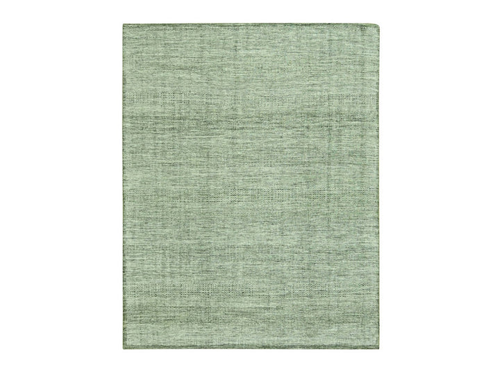 8'0" x 10'0" New Hand Knotted Green Wool Rectangle Oriental Rug - MOA10277078