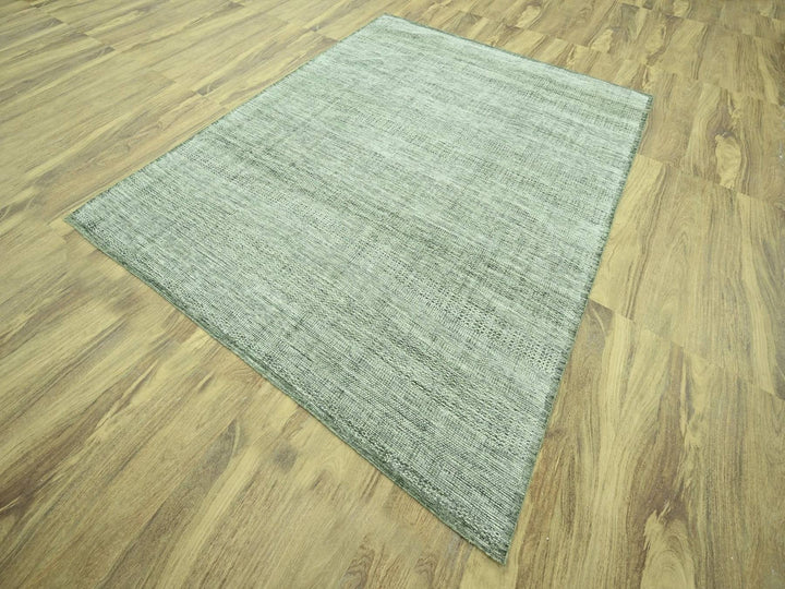 8'0" x 10'0" New Hand Knotted Green Wool Rectangle Oriental Rug - MOA10277078