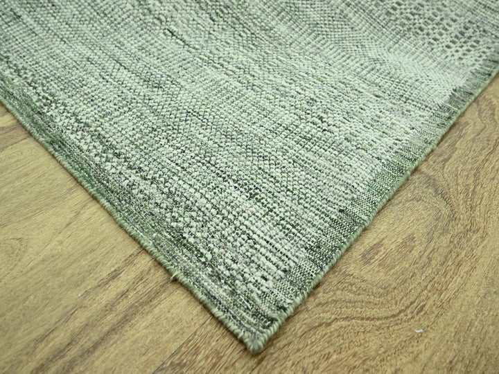 8'0" x 10'0" New Hand Knotted Green Wool Rectangle Oriental Rug - MOA10277078