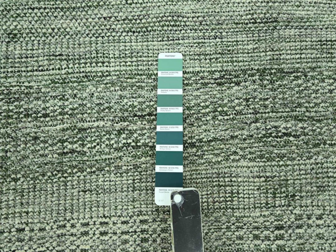 8'0" x 10'0" New Hand Knotted Green Wool Rectangle Oriental Rug - MOA10277078