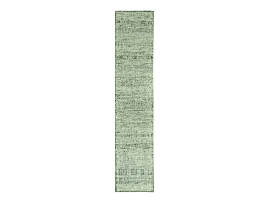 2'8" x 12'0" New Hand Knotted Green Wool Runner Oriental Rug - MOA10277079