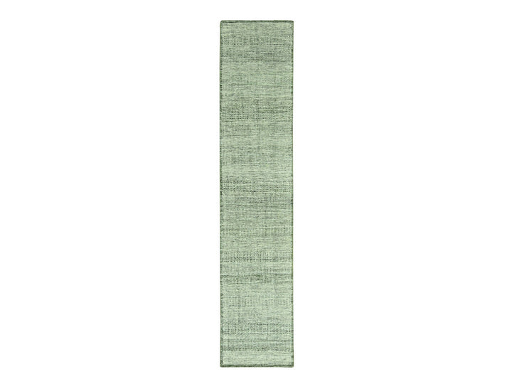 2'8" x 12'0" New Hand Knotted Green Wool Runner Oriental Rug - MOA10277079