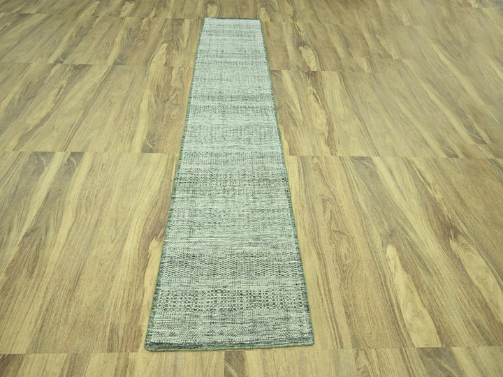 2'8" x 12'0" New Hand Knotted Green Wool Runner Oriental Rug - MOA10277079