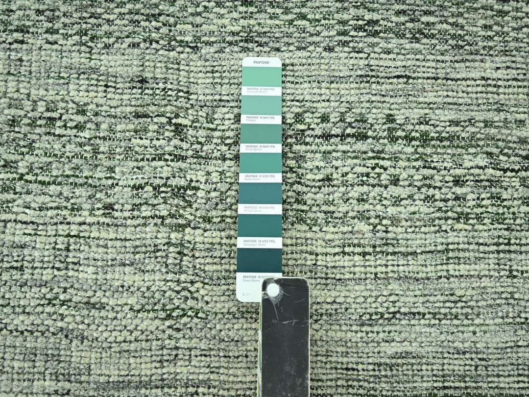2'8" x 12'0" New Hand Knotted Green Wool Runner Oriental Rug - MOA10277079