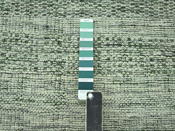 2'8" x 12'0" New Hand Knotted Green Wool Runner Oriental Rug - MOA10277079