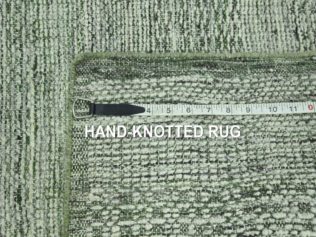 2'8" x 12'0" New Hand Knotted Green Wool Runner Oriental Rug - MOA10277079