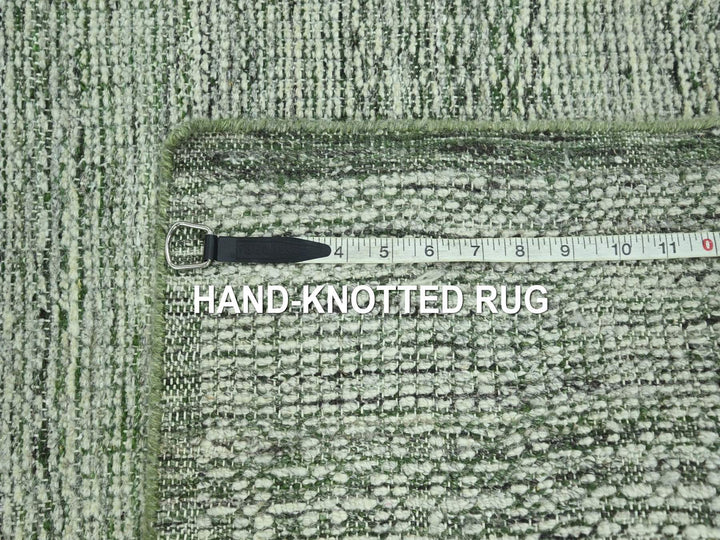 2'8" x 12'0" New Hand Knotted Green Wool Runner Oriental Rug - MOA10277079