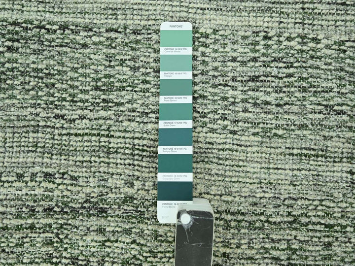 2'7" x 12'0" New Hand Knotted Green Wool Runner Oriental Rug - MOA10277080