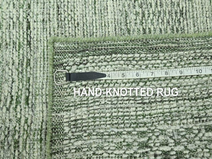 2'7" x 12'0" New Hand Knotted Green Wool Runner Oriental Rug - MOA10277080