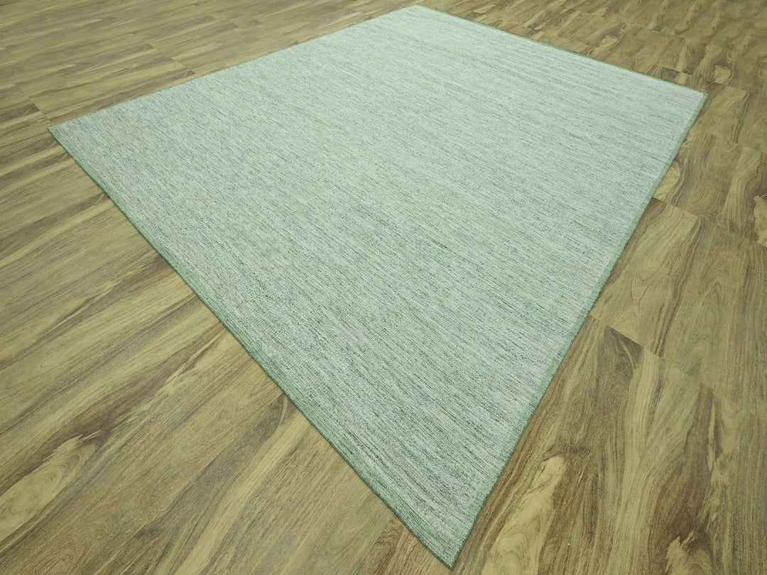 12'0" x 14'9" New Hand Knotted Green Wool Rectangle Oriental Rug - MOA10277082