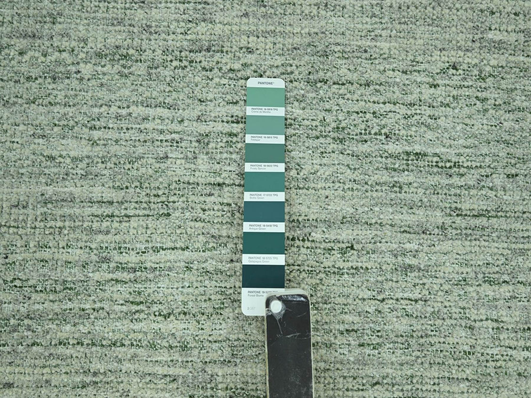 12'0" x 14'9" New Hand Knotted Green Wool Rectangle Oriental Rug - MOA10277082