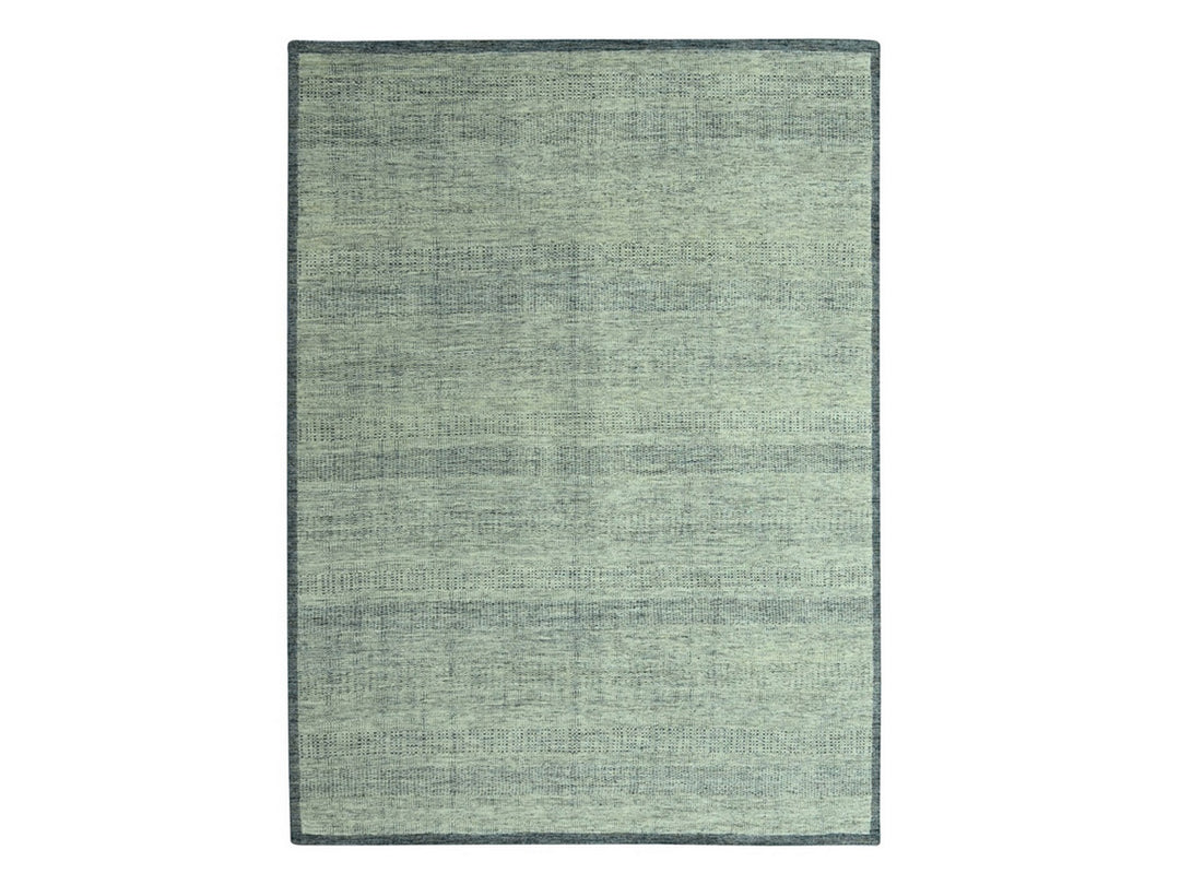 9'0" x 12'0" New Hand Knotted Blue Wool Rectangle Oriental Rug - MOA10277084