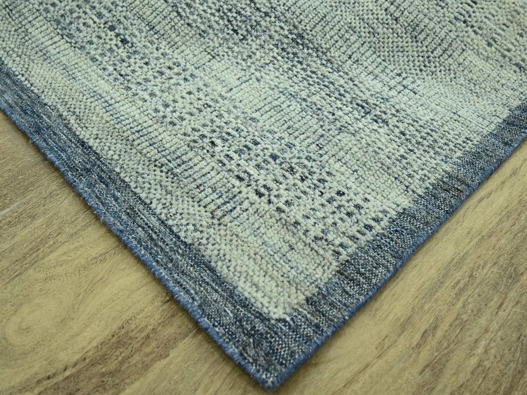 9'0" x 12'0" New Hand Knotted Blue Wool Rectangle Oriental Rug - MOA10277084